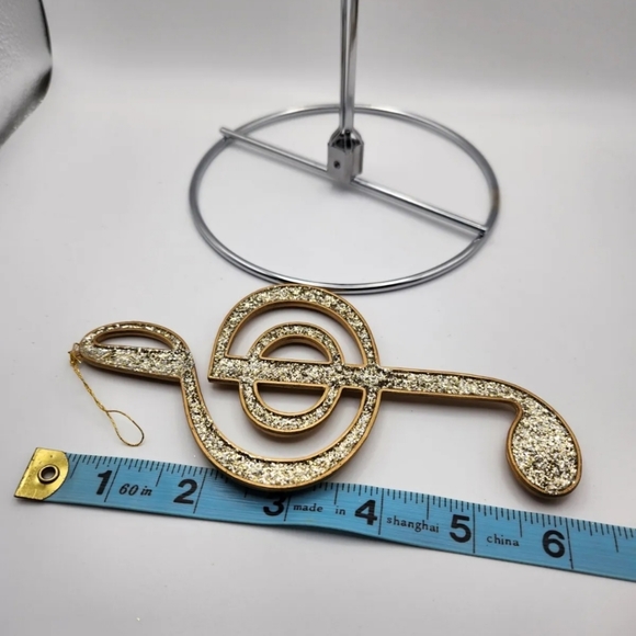 Christmas Ornament, Set of 6 Musical Themed, Gold glitter - Picture 12 of 14